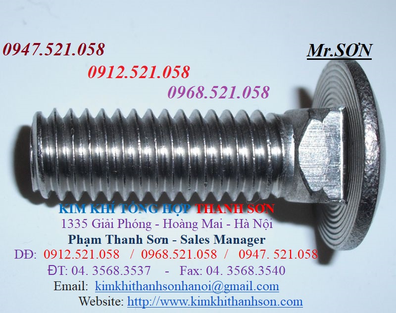 Bu Lông đầu tròn cổ vuông M12 bán rẻ 0947.521.058 bán ốc kệ, đai ốc liền long đen chống xoay, bu long đầu tròn cổ vuông chống đề, ê cu khóa hãm lõi nhựa 1335 Giải Phóng _ Hà Nội