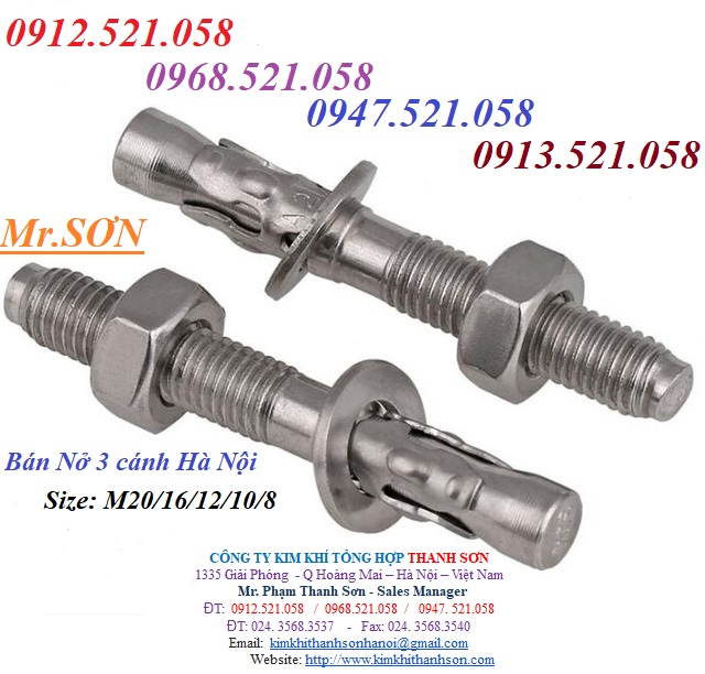 M16x160 bán Nở sắt 3 cánh mạ kẽm 0913.521.058 _ Cửa hàng bu lông THANH SƠN SN 1335 Giải Phóng _ Tp Hà Nội | BigBuy360 - bigbuy360.vn