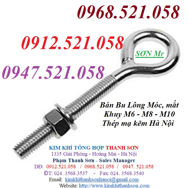 Bu Lông móc treo Inox 304 M10-M8 bán 0947.521.058 # Đại lý ốc vít bù long con tán long đền Kim Khí Thanh Sơn | BigBuy360 - bigbuy360.vn