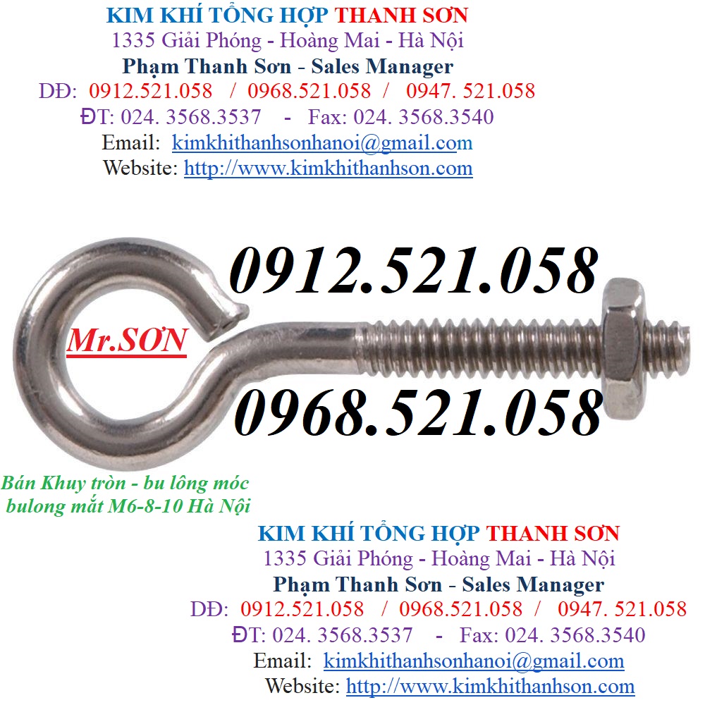 Bu Lông móc treo Inox 304 M10-M8 bán 0947.521.058 # Đại lý ốc vít bù long con tán long đền Kim Khí Thanh Sơn | BigBuy360 - bigbuy360.vn