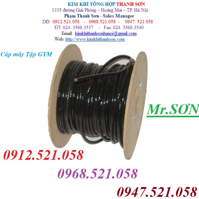 Bán dây cáp máy tập GYM- Cáp lụa bọc nhựa đen 6 ly (0912.521058) Cáp thép bọc nhựa màu xanh 8 ly,màu đỏ 3 - 8 ly,giá rẻ. | BigBuy360 - bigbuy360.vn