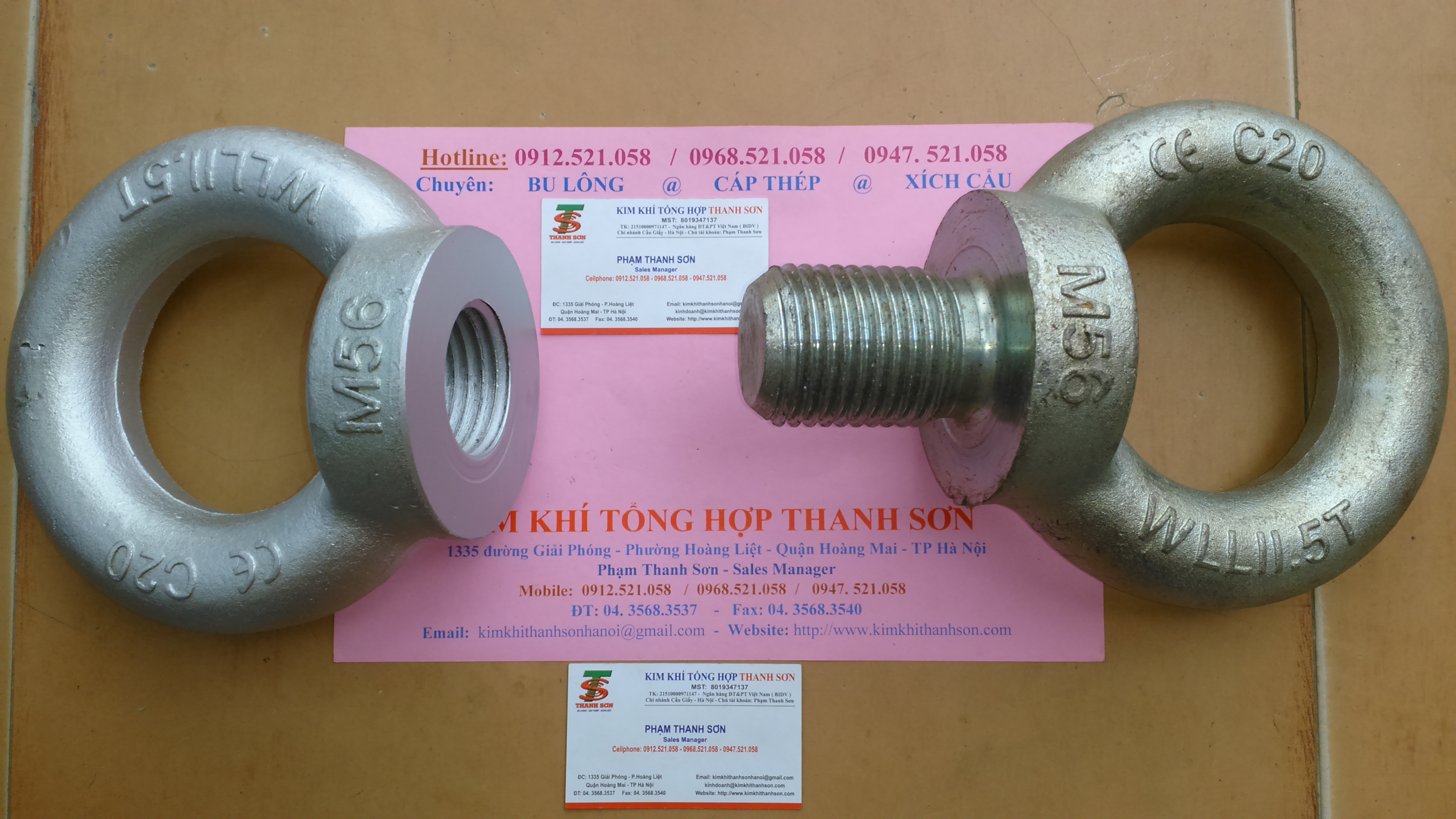 Bu lông Thanh Sơn (0968.521.058) Bu lông móc cẩu máy M48,M56,M64,tai cẩu âm inox,vít móc treo M6-M12,bu lông mắt inox | BigBuy360 - bigbuy360.vn