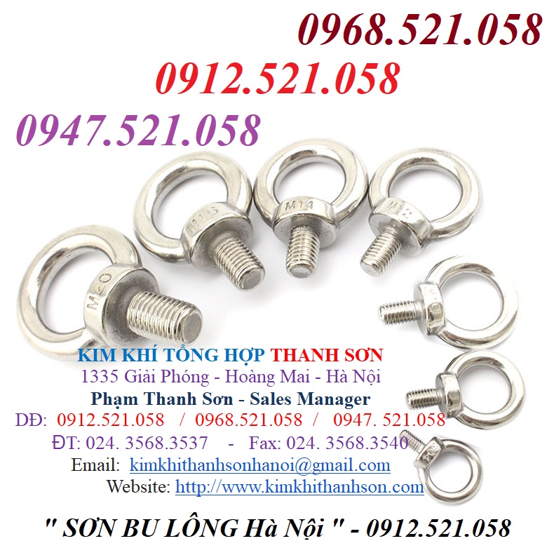 Bu Lông móc cẩu Dương âm M18 Inox 0912.521.058 # Tổng kho bu lông ốc vít Thanh Sơn 1335 Giải Phóng _ Hà Nội kinh doanh t