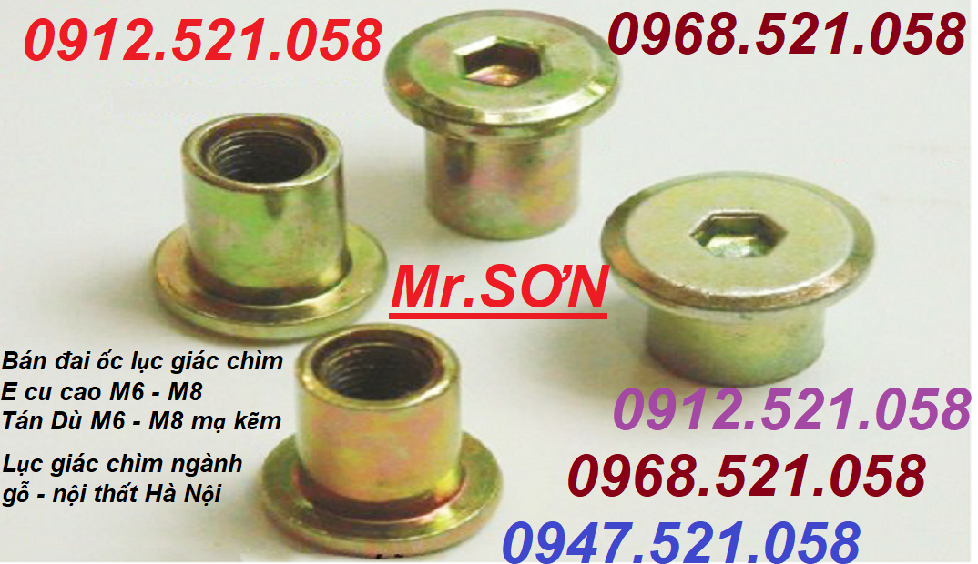Tán Dù M8 & M6 mạ kẽm 7 mầu 0913.521.058 bán đai ốc tán chấu, ốc cấy gỗ M4-5-6-8-10 rẻ Hà Nội đây