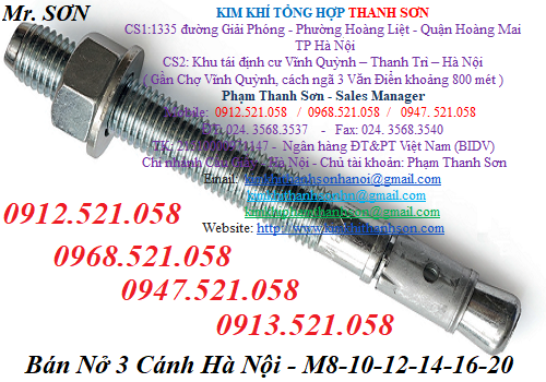 Nở sắt đúc mạ kẽm 3 cánh 0912.521.058 bán tắc kê nở thép ba cánh M8-10-12-14-16-20 xi kẽm 1335 Giải Phóng Ha Noi | BigBuy360 - bigbuy360.vn
