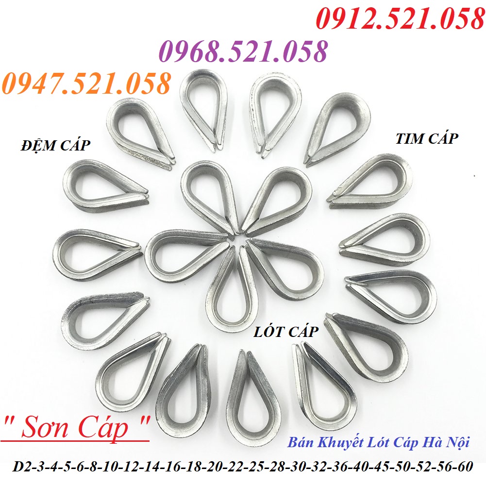 Bẹn cáp, bán lót cáp D2/3/4/5/6/8/10 rẻ 0947.521.058 ~ Thanh Sơn bán đệm cáp, máng cáp, tim cáp,khuyên lót cáp Inox 304 | BigBuy360 - bigbuy360.vn