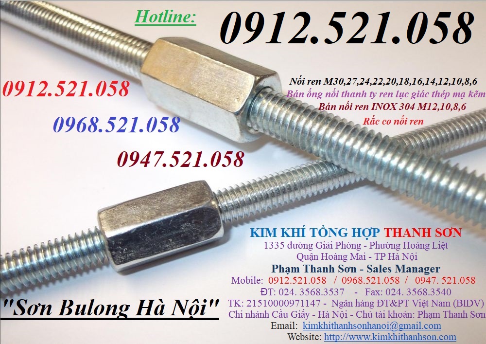 Ống nối ren Lục giác Inox 304 bán Hà Nội 0968.521.058 bán nở đóng Inox 304 & thanh ren 304 INOX rẻ bán nối ren tròn Inox | BigBuy360 - bigbuy360.vn