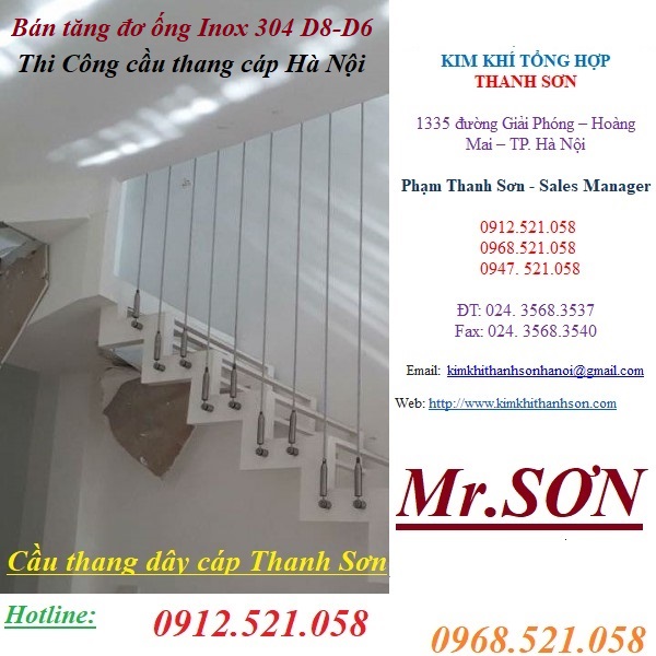 Bán phụ kiện thi công cầu thang dây cáp 0912.521.058 tăng đơ ống tròn Inox 304 D8 và D6, cáp Inox 304 bọc nhựa trắng  | BigBuy360 - bigbuy360.vn