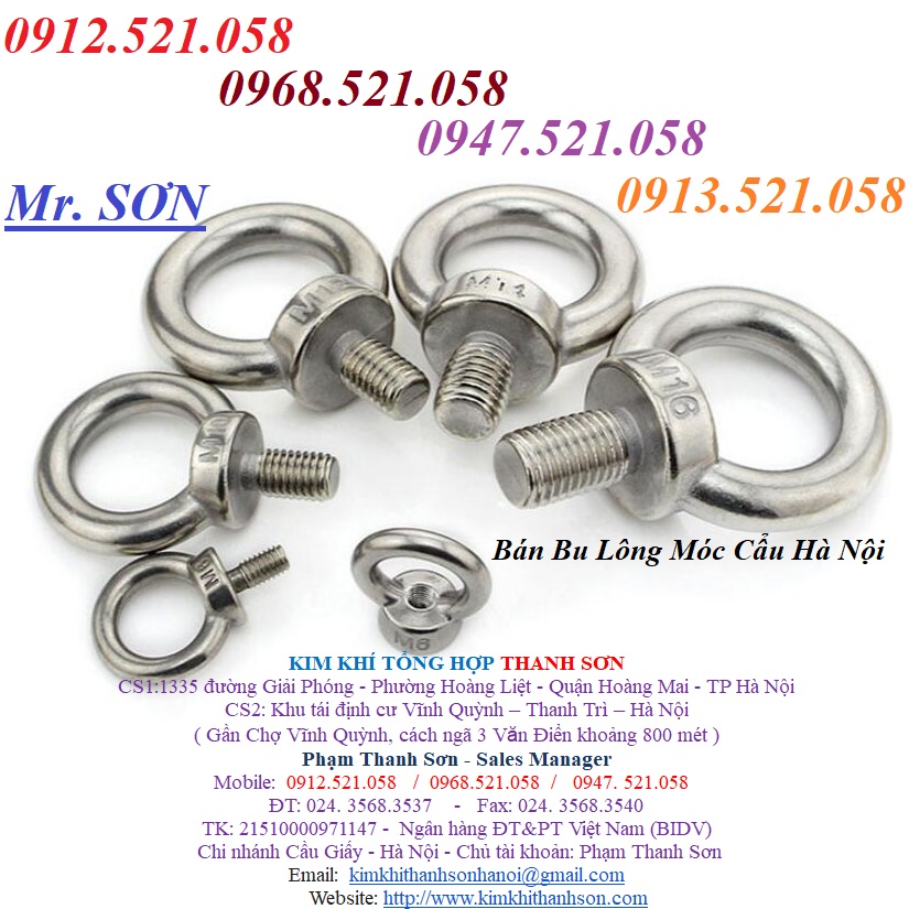 Kho mắt cẩu Inox 304 dương âm 0947.521.058 bán bu lông mắt Inox 304 DIN 444 M6/8/10/12/14/16/18/20 Thanh Sơn Bolt Ha Noi | BigBuy360 - bigbuy360.vn
