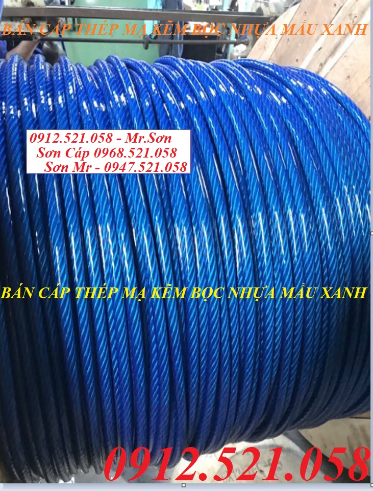 Kim khí Thanh Sơn  (0912.521.3058) Bán: Cáp thép bọc nhựa các màu Đỏ/Đen/Xanh/Vàng,lót cáp inox D2-3-4...22 mm,cáp inox. | BigBuy360 - bigbuy360.vn