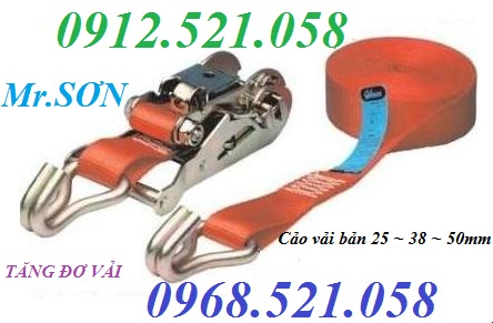 Dây chằng hàng vải bản 50x10 mét 0968.521.058 bán cáp vải bản dẹt 2 đầu mắt cẩu nâng hàng, mã ní thép 12.5 Tấn Ha Noi