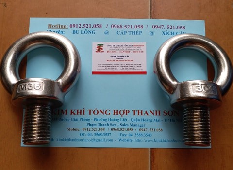 Bu lông móc cẩu inox 304 M36 / M30 có sẵn.Bán bu lông mắt inox M6 - M20,tai cẩu âm inox M6 - M24,bu lông móc treo M12,rẻ