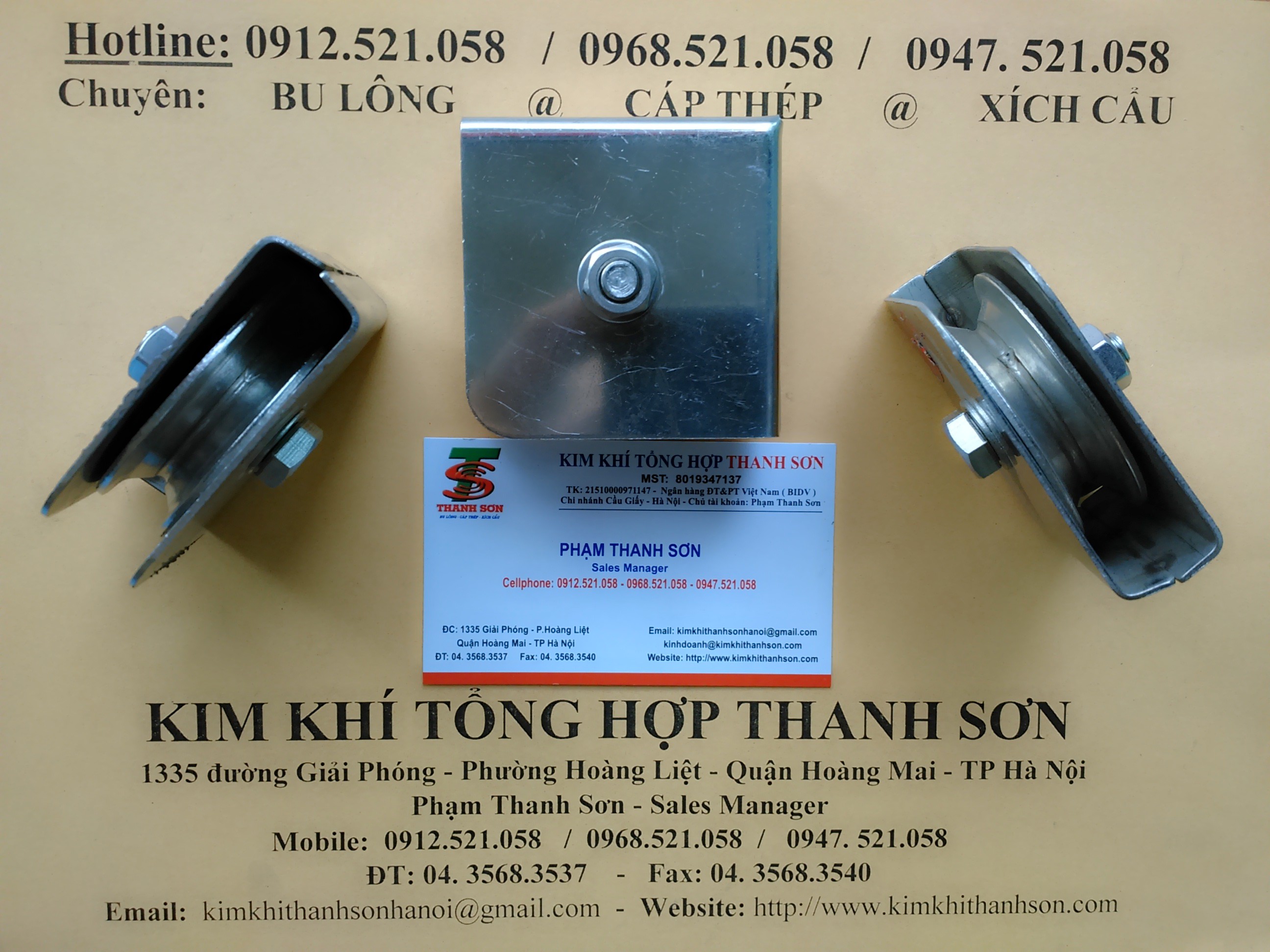 Phụ kiện cột cờ Thanh Sơn (0947.521058) Ròng rọc kéo cờ,tay quay inox,cáp inox,cáp thép bọc nhựa,tăng đơ inox,khoá cáp..