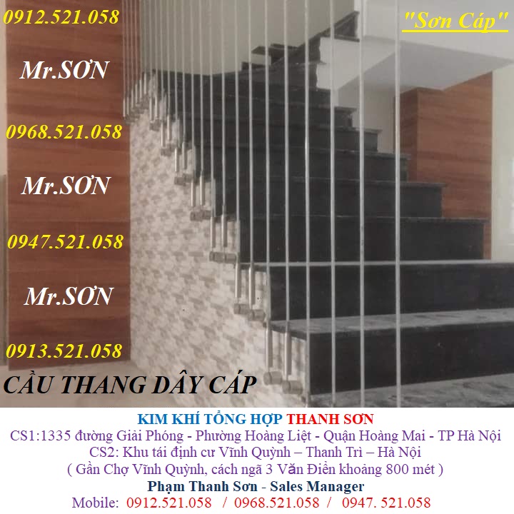 Cầu thang dây cáp tăng đơ ống 304 Inox 0968.521.058 chuyên thi công. Cáp Thép Thanh Sơn bán cáp lụa Inox 304 bọc nhựa  | BigBuy360 - bigbuy360.vn