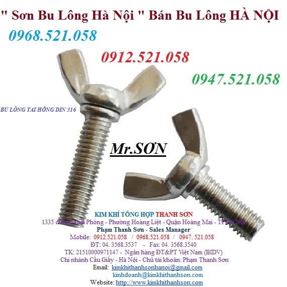 Vít tai hồng sắt mạ kẽm Thanh Sơn 0912.521.058 có ốc tai hồng,bu lông tai hồng M4-5-6-8-10 và đai ốc tai hồng bán Ha Noi | BigBuy360 - bigbuy360.vn