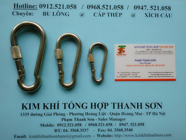 Móc bấm Snap Hook - móc an toàn 0913.521.058 chuyên doanh xích thép mạ, xích Inox 304, khóa nối xích, móc cẩu xoay Inox  | BigBuy360 - bigbuy360.vn