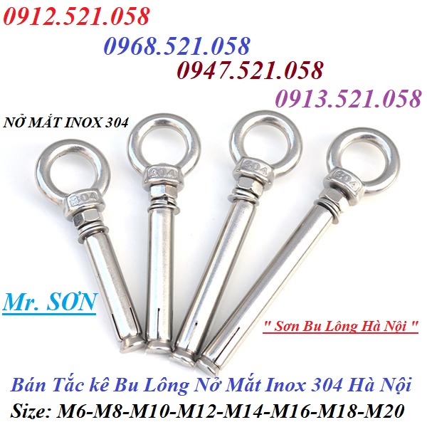 Bu lông nở mắt 304 Inox M20x200 đây 0947.521.058 bulong Thanh Sơn có nở móc Inox, bu lông mắt Inox,bulong mắt cẩu âm 304 | BigBuy360 - bigbuy360.vn