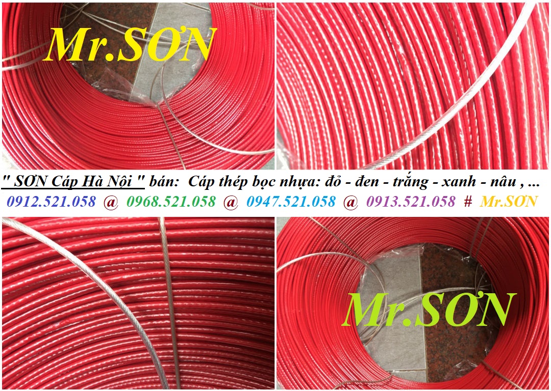 Cáp thép bọc nhựa đỏ D6/4/3/5/8 rẻ 0968.521.058 Cáp thép Thanh Sơn hà nội bán cáp bọc nhựa xanh,vàng,trắng,đen 1335 GP | BigBuy360 - bigbuy360.vn