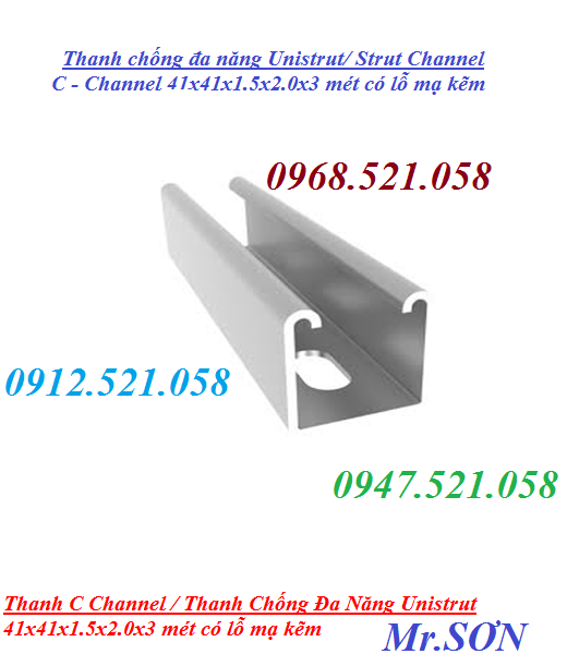 U21x41x1.5x2.0 mm dài 3 mét mạ kẽm 0968.521.058 cung ứng Than C giá đỡ, U đa năng, Unistrut 41x41x1.5x2.0x3.000 Ha Noi | BigBuy360 - bigbuy360.vn
