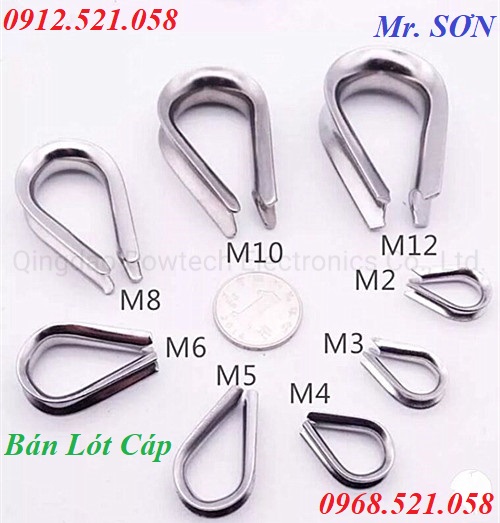 Lót Cáp bằng Inox 304 D8 giá rẻ 0912.521.058 có dây cáp lụa Inox 304 bọc nhựa, khuyên lót cáp Inox 304 D2-3-4-5-6-10-12  | BigBuy360 - bigbuy360.vn