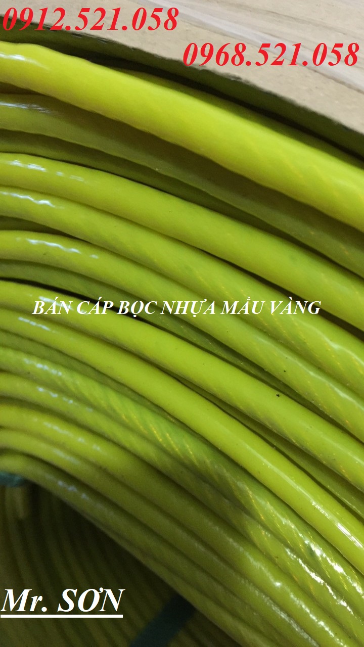 Cáp bọc nhựa vàng D8 Thanh Sơn 0968.521.058 có dây cáp thép mạ kẽm bọc nhựa xanh, đỏ, trắng, đen 1335 Giải Phóng ha noi | BigBuy360 - bigbuy360.vn