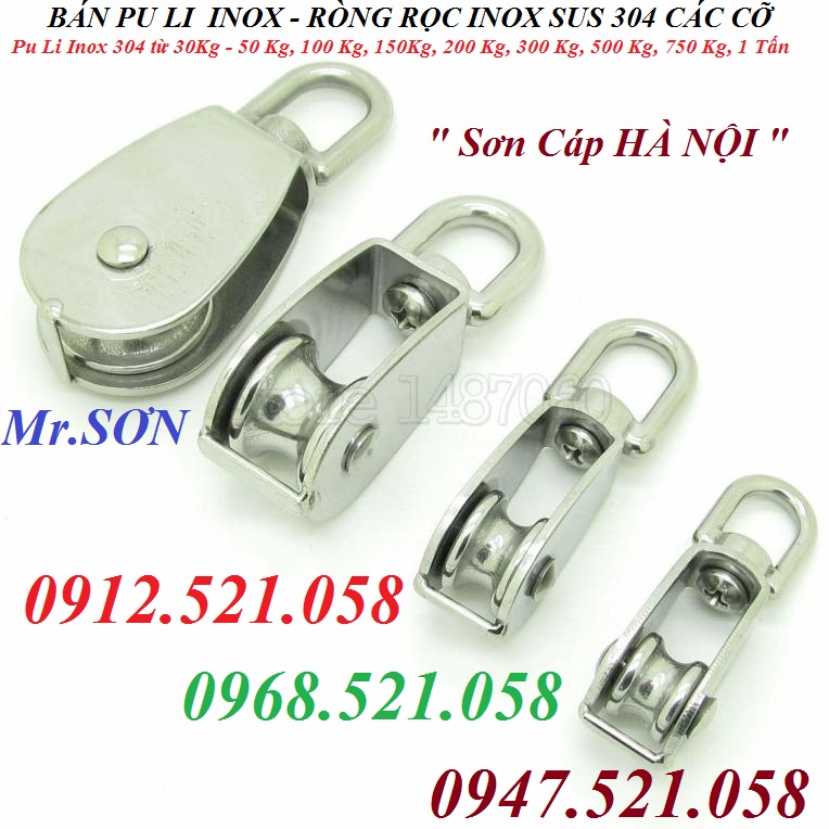 Ròng rọc Inox 304 D15mm Mr Sơn 0912.521.058 có puly vuông Inox, dòng dọc Inox D100/75/50/32/25/20 tay quay Inox cột cờ | BigBuy360 - bigbuy360.vn
