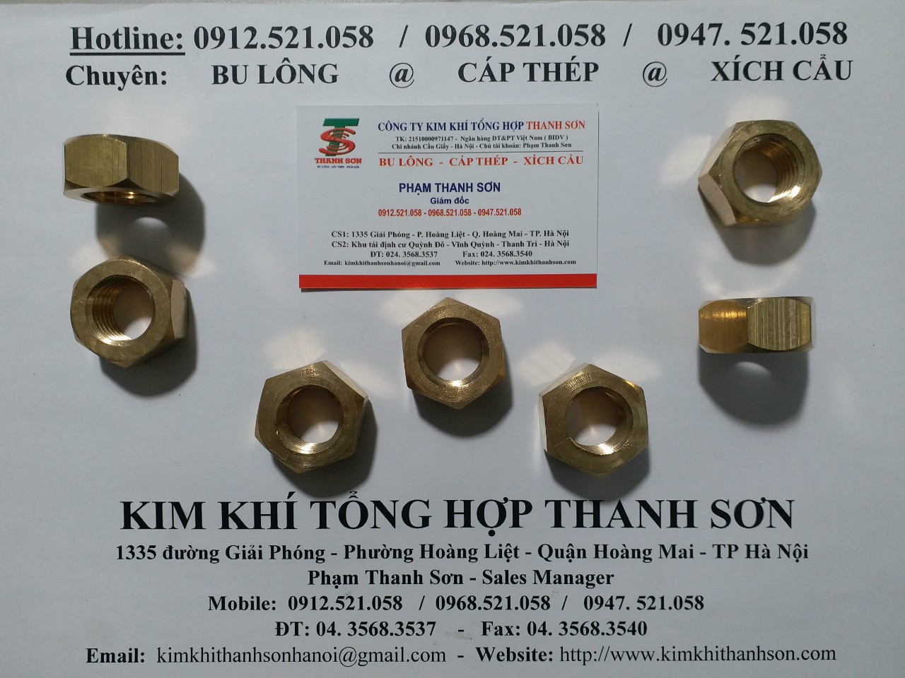 Ê cu đồng thau M20 Thanh Sơn 0968.521.058 cung cấp bu lông đồng, tán đồng,vòng đệm đồng,đai ốc đồng vàng hà nội | BigBuy360 - bigbuy360.vn