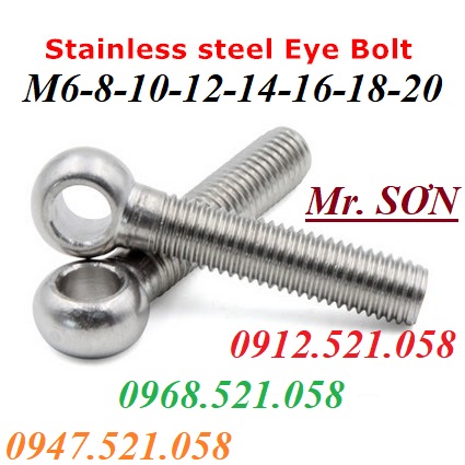 Bu lông mắt 304 Inox Thanh Sơn 0913.521.058 phân phối mắt cẩu dương âm Inox 304, Bulong mắt M6-8-10-12-14-16-18-20 | BigBuy360 - bigbuy360.vn