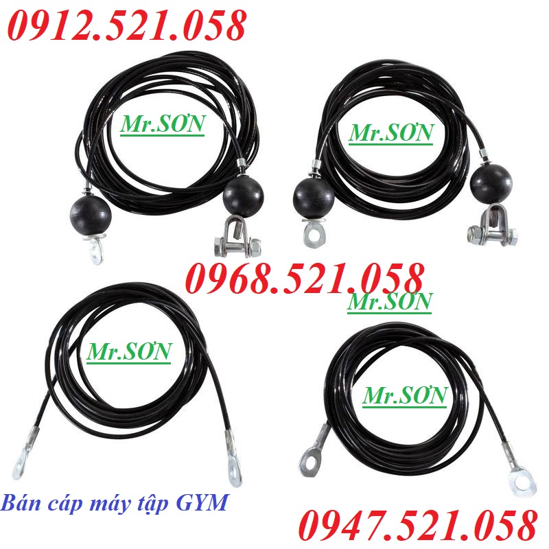 Cáp bọc nhựa mầu đen D6 cho máy tập Gym 0913.521.058 cung cấp lót cáp, đầi cốt nhôm ép cáp, dòng dọc Inox 304 hà nội