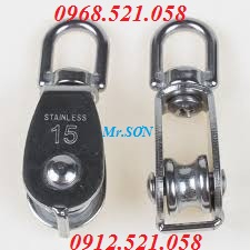 Ròng rọc Inox 304 D15mm Mr Sơn 0912.521.058 có puly vuông Inox, dòng dọc Inox D100/75/50/32/25/20 tay quay Inox cột cờ