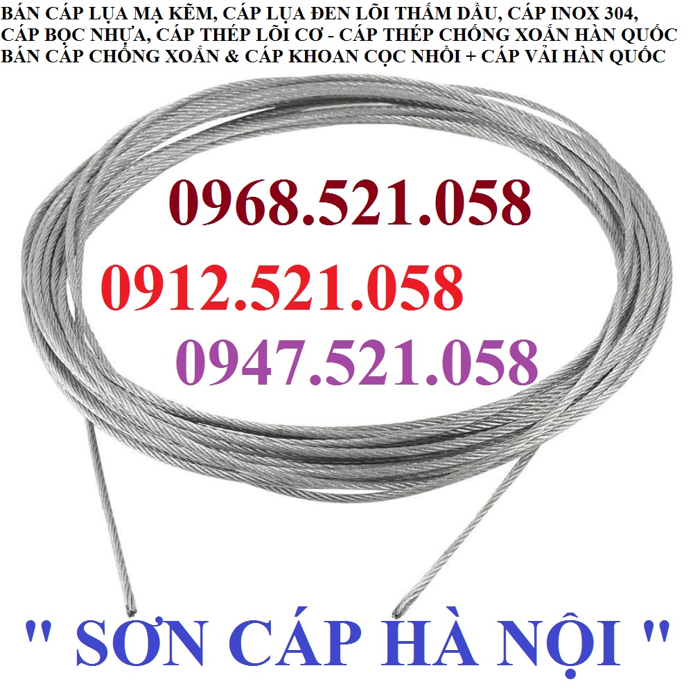 Cáp thép mạ kẽm nhỏ D1.D1.5,D2 rẻ 0968.521.058 Thanh Sơn hà nội có cáp bọc nhựa D2. cáp Inox 304 D2, cốt cáp D2 kẹp cáp