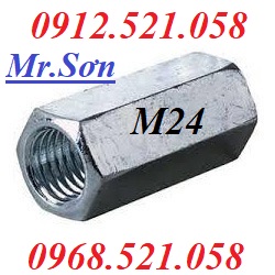 Mang xông nối ren lục giác M24/20/16/14 mạ 0947.521.058 có đai ốc mũ M14-16-20-24-27-30 mạ kẽm, nở sắt D20x300 mạ kẽm