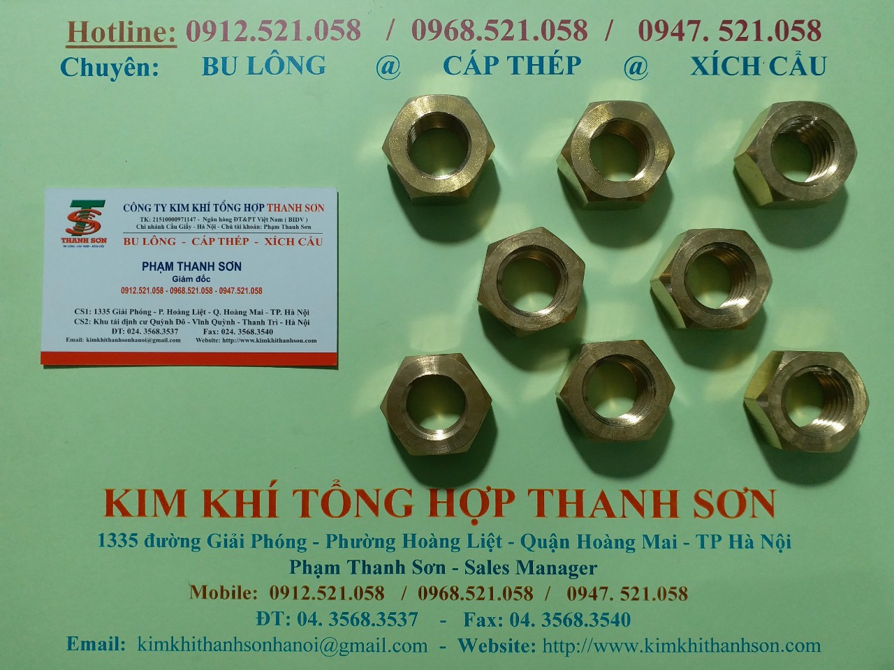 Ê cu đồng thau M20 Thanh Sơn 0968.521.058 cung cấp bu lông đồng, tán đồng,vòng đệm đồng,đai ốc đồng vàng hà nội | BigBuy360 - bigbuy360.vn