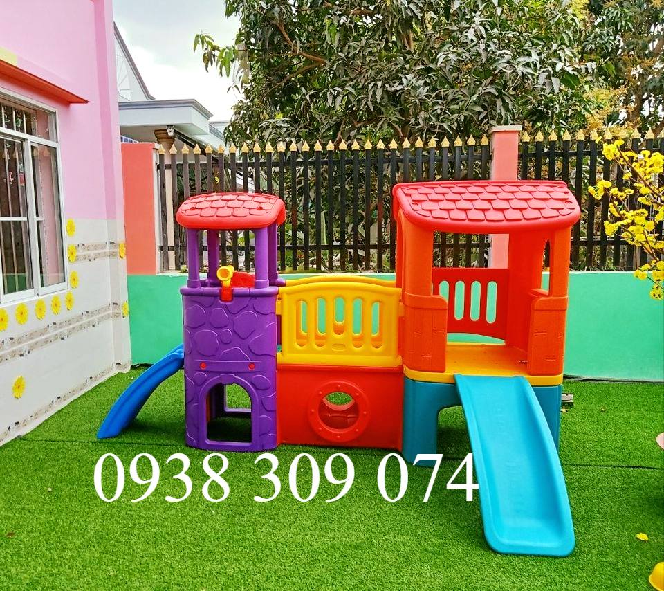 Bộ nhà chơi liên hoàn cầu trượt 2 khối đẹp, an toàn, giá tốt | BigBuy360 - bigbuy360.vn