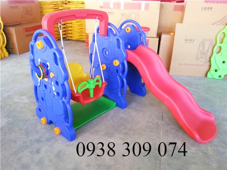 Cầu trượt mầm non voi, gấu, cầu trượt ngoài trời, cầu trượt cho bé